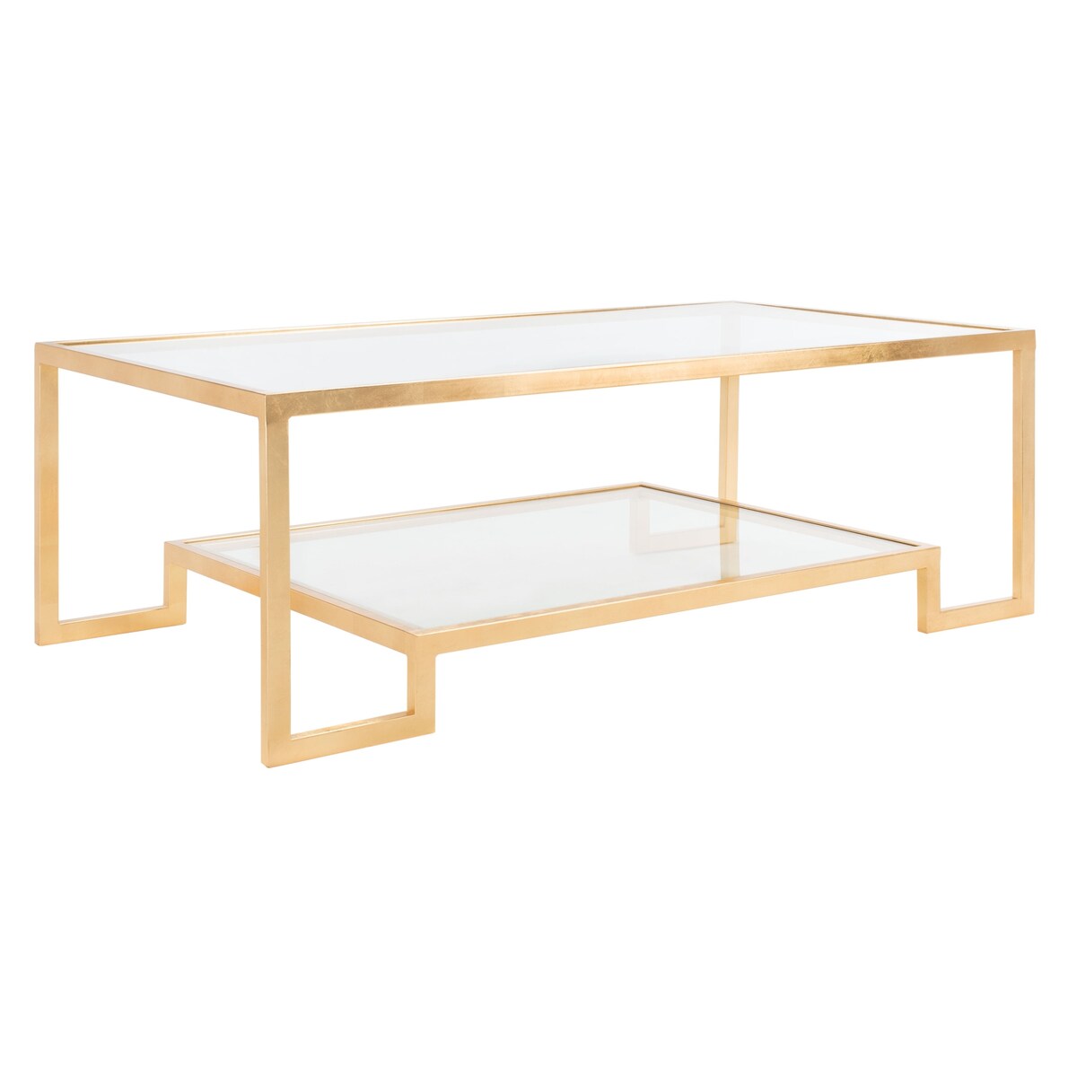 SAFAVIEH Couture Delila Rectangle Gold Leaf Coffee Table - 51.3" W x 27.5" L x 17.8" H - 51Wx28Dx18H