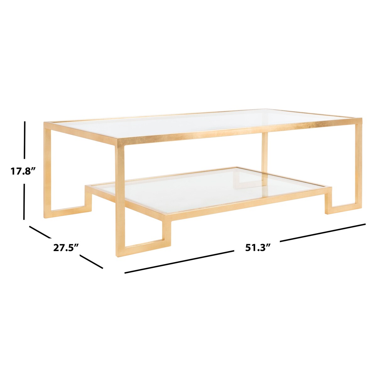 SAFAVIEH Couture Delila Rectangle Gold Leaf Coffee Table - 51.3" W x 27.5" L x 17.8" H - 51Wx28Dx18H