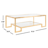 SAFAVIEH Couture Delila Rectangle Gold Leaf Coffee Table - 51.3" W x 27.5" L x 17.8" H - 51Wx28Dx18H