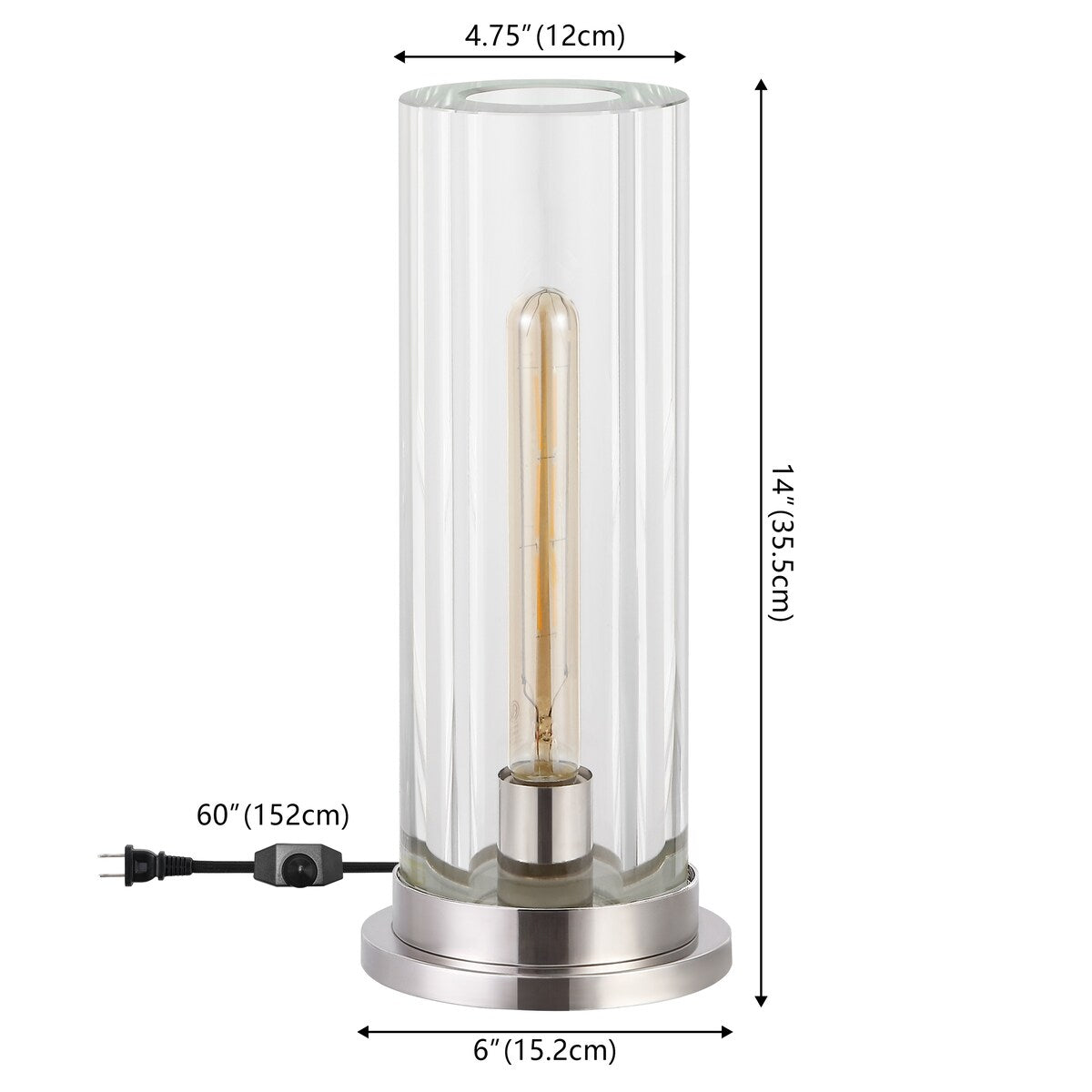 SAFAVIEH Couture Dellanora Crystal Tube Table Lamp - 6Wx6Dx14H