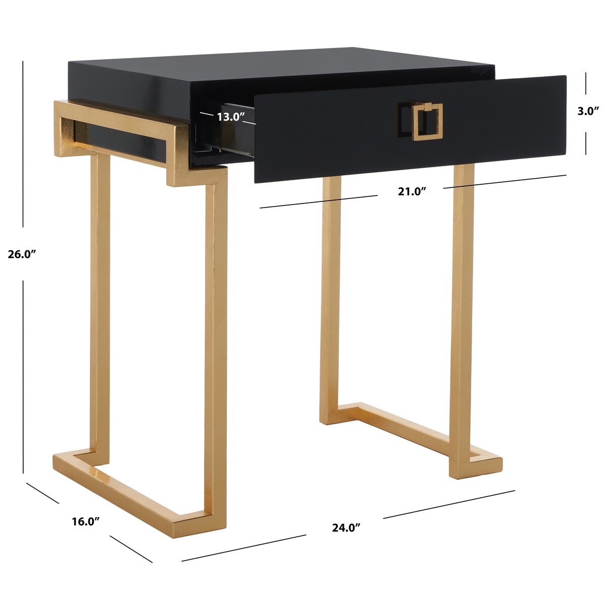 SAFAVIEH Couture Deva White Lacquer Side Table - 24Wx16Dx26H