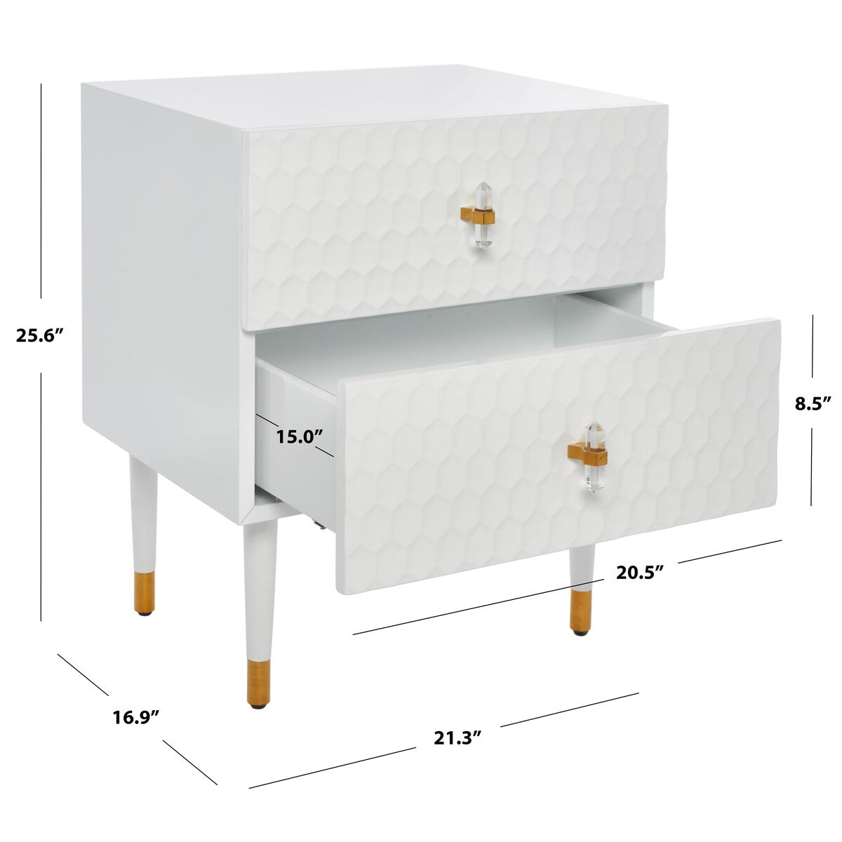 SAFAVIEH Couture Dorien 2-Drawer Side Table - 21.3"x16.9"x25.6" - 21Wx17Dx26H