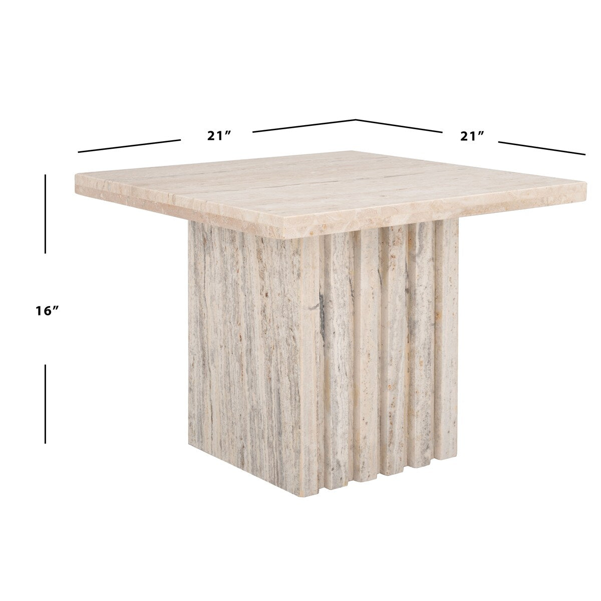 SAFAVIEH Couture Eftenia Tall Square Marble Accent Table - 21 In W x 21 In D x 16 In H - 21Wx21Dx16H