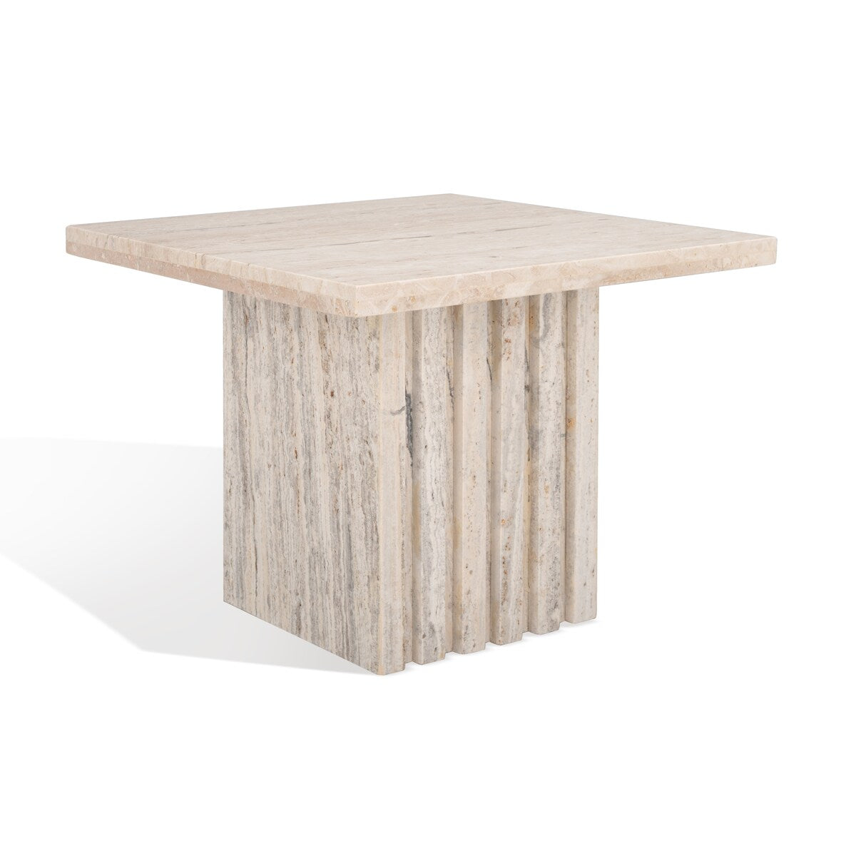 SAFAVIEH Couture Eftenia Tall Square Marble Accent Table - 21 In W x 21 In D x 16 In H - 21Wx21Dx16H