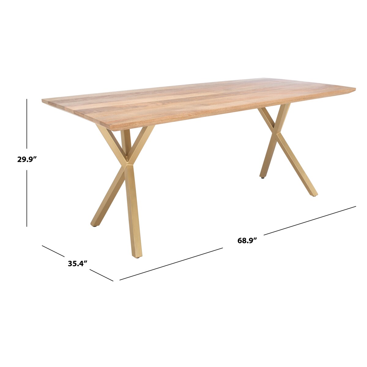 SAFAVIEH Couture Eiliv Rectangle Dining Table - 68.9" W x 35.4" L x 29.9" H - 69Wx35Dx30H