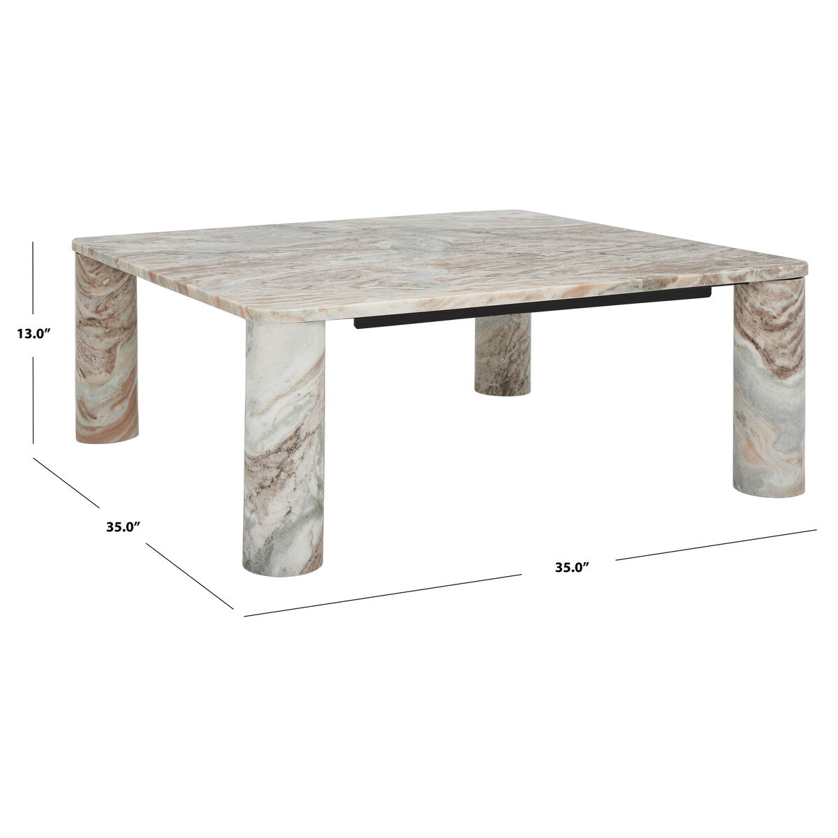 SAFAVIEH Couture Elenka Square Marble Coffee Table - 35 In. W x 35 In. D x 13 In. H - 35Wx35Dx13H