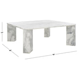 SAFAVIEH Couture Elseline Marble Top Square Coffee Table - 40 In. W x 40 In. D x 15 In. H - 40Wx40Dx15H