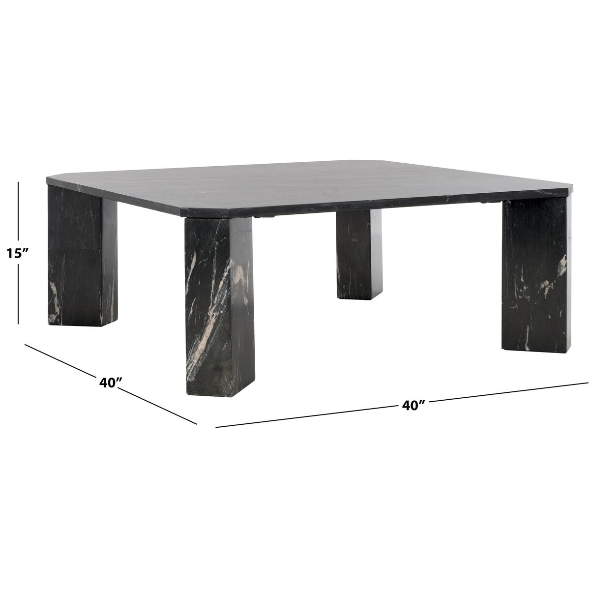 SAFAVIEH Couture Elseline Marble Top Square Coffee Table - 40 In. W x 40 In. D x 15 In. H - 40Wx40Dx15H