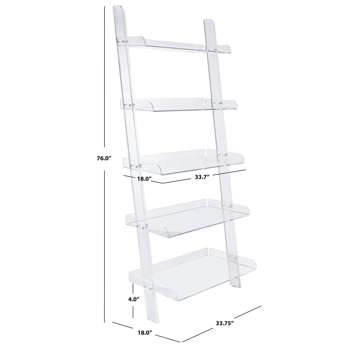 SAFAVIEH Couture Ercilia Acrylic Bookshelf - 33.75 In W x 18 In D x 76 In H - 34Wx18Dx76H