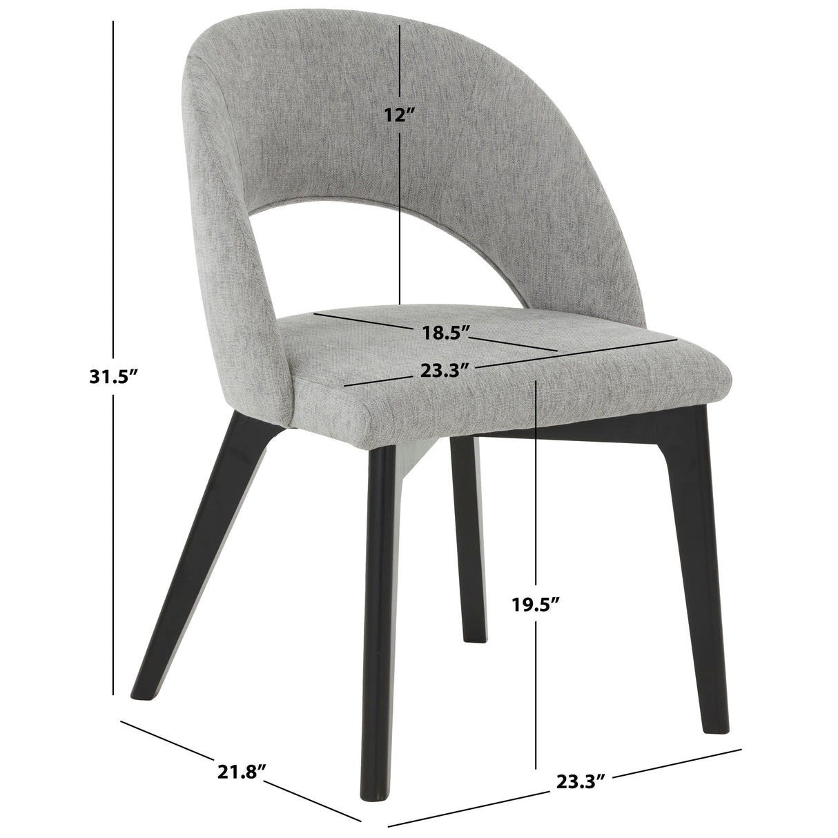 SAFAVIEH Couture Ermanda Dining Chair - 23 In. W x 22 In. D x 32 In. H - 23Wx22Dx32H