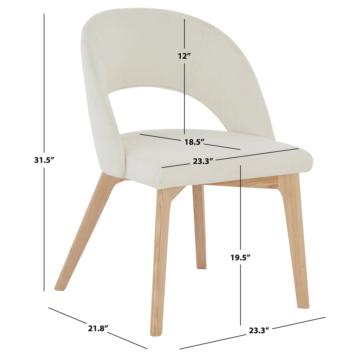 SAFAVIEH Couture Ermanda Dining Chair - 23 In. W x 22 In. D x 32 In. H - 23Wx22Dx32H