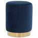 SAFAVIEH Couture Fanka Velvet Ottoman with Brass Base- Navy / Brass