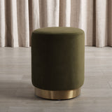 SAFAVIEH Couture Fanka Velvet Ottoman with Brass Base- Navy / Brass