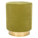 SAFAVIEH Couture Fanka Velvet Ottoman with Brass Base- Navy / Brass