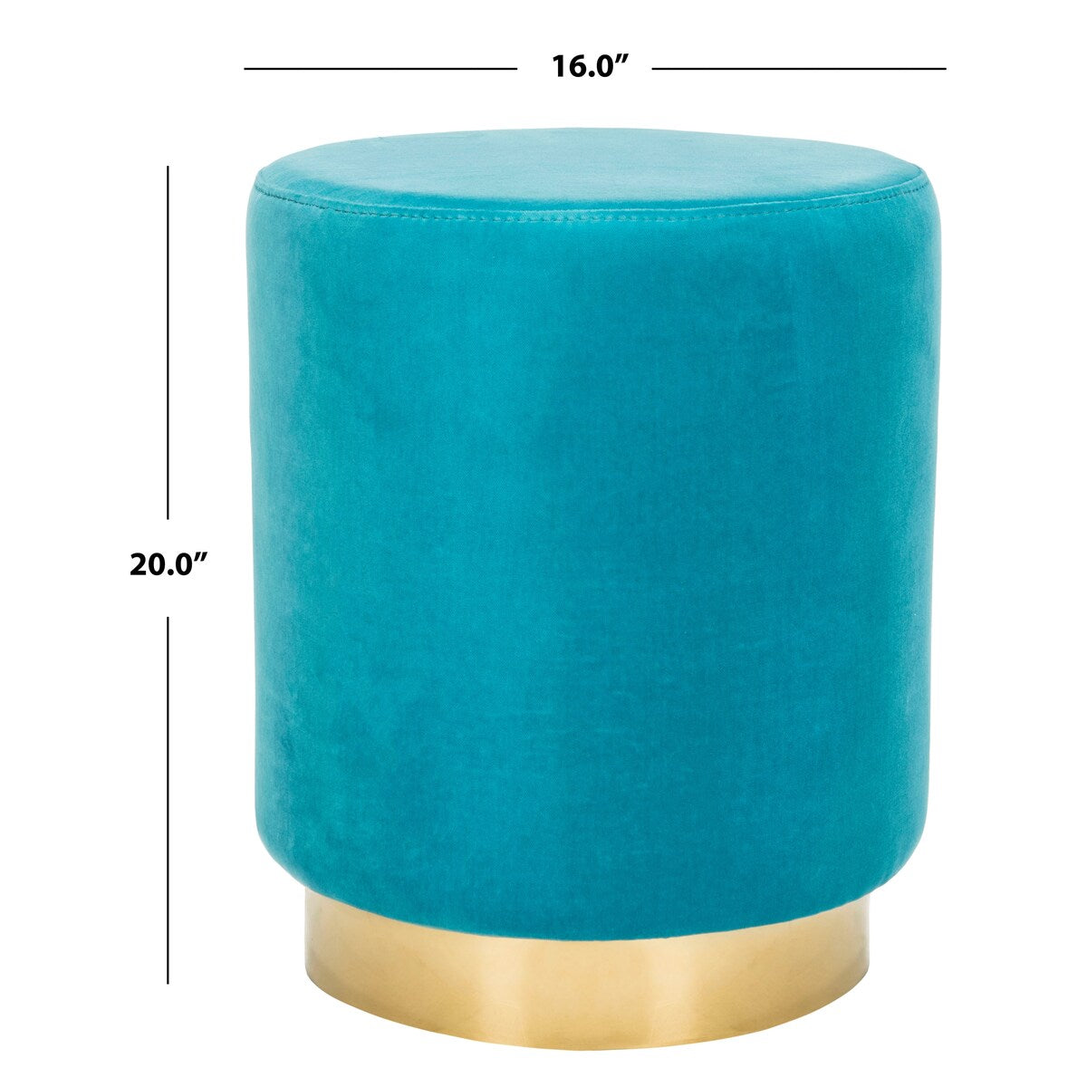 SAFAVIEH Couture Fanka Velvet Ottoman with Brass Base- Navy / Brass