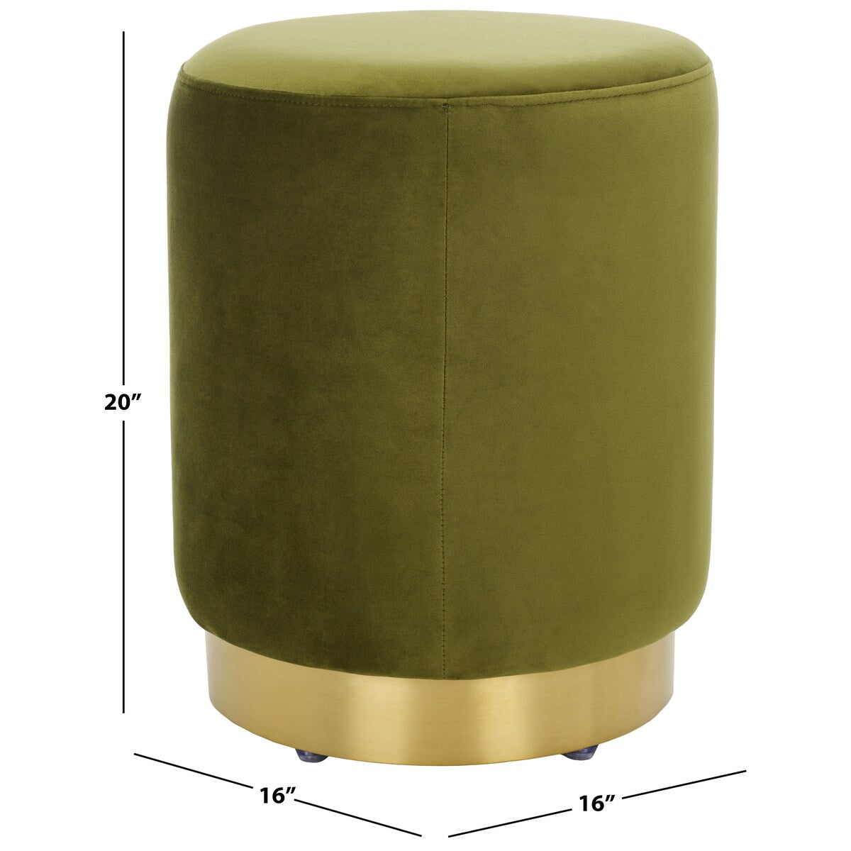 SAFAVIEH Couture Fanka Velvet Ottoman with Brass Base- Navy / Brass