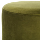 SAFAVIEH Couture Fanka Velvet Ottoman with Brass Base- Navy / Brass