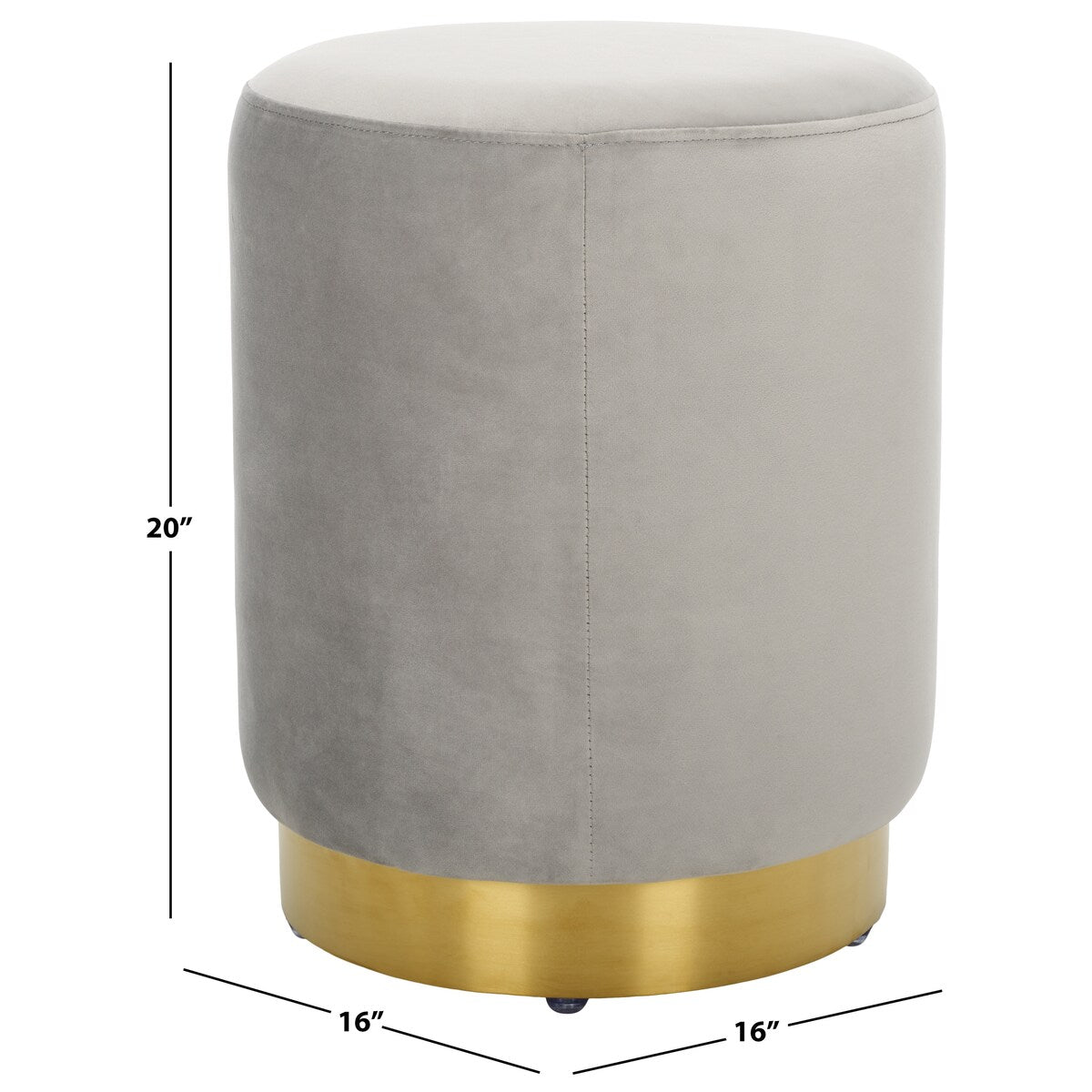 SAFAVIEH Couture Fanka Velvet Ottoman with Brass Base- Navy / Brass