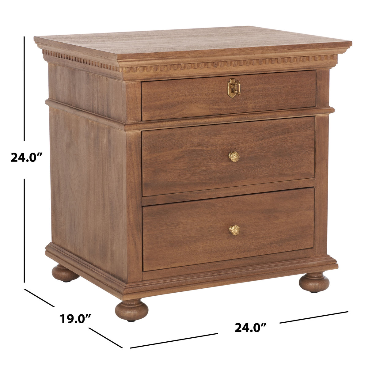 SAFAVIEH Couture Farzaneh 3-Drawer Wood Nightstand