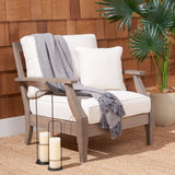 SAFAVIEH Couture Freida Wood Patio Arm Chair - 31.4" W x 35.6" L x 32.6" H - 31W x 36D x 33H