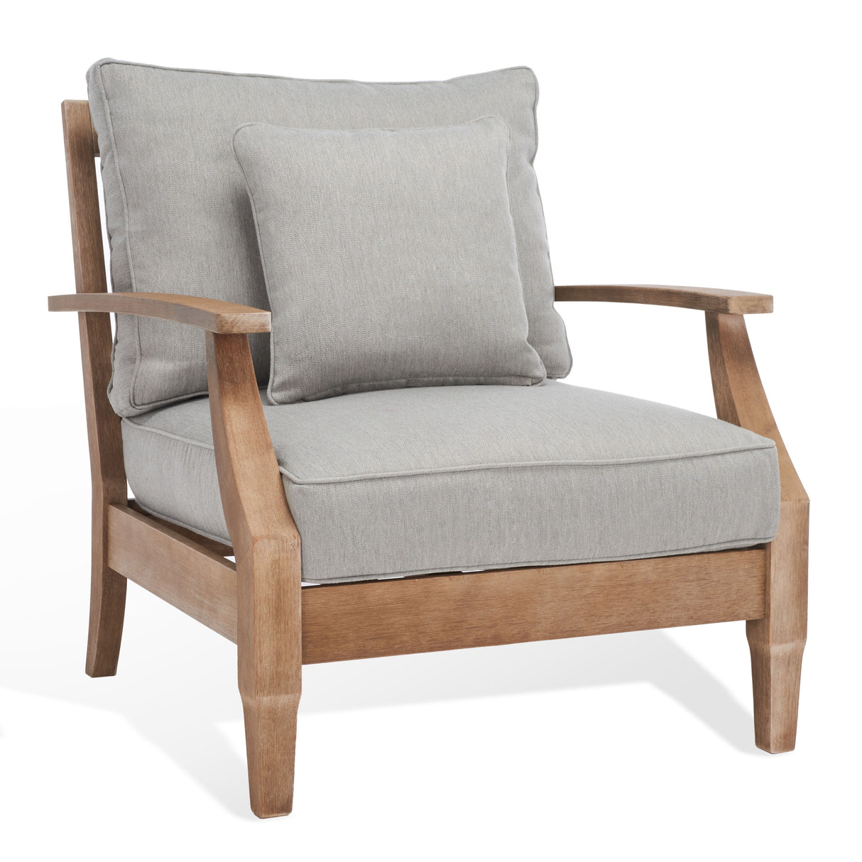 SAFAVIEH Couture Freida Wood Patio Arm Chair - 31.4" W x 35.6" L x 32.6" H - 31W x 36D x 33H