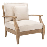 SAFAVIEH Couture Freida Wood Patio Arm Chair - 31.4" W x 35.6" L x 32.6" H - 31W x 36D x 33H