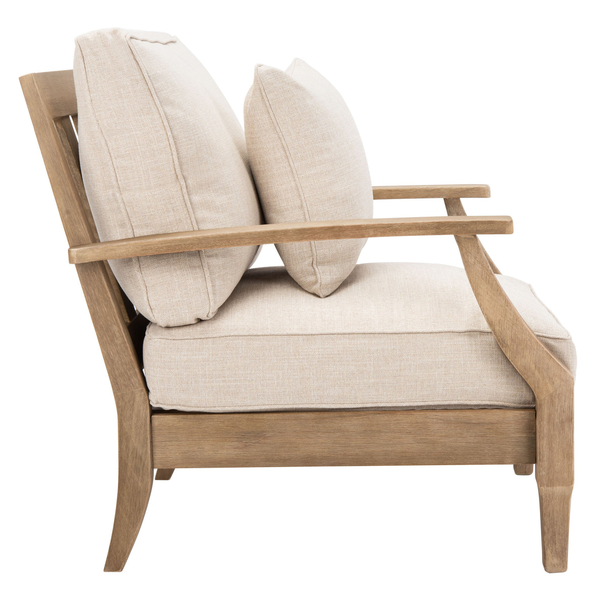 SAFAVIEH Couture Freida Wood Patio Arm Chair - 31.4" W x 35.6" L x 32.6" H - 31W x 36D x 33H