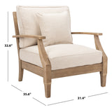 SAFAVIEH Couture Freida Wood Patio Arm Chair - 31.4" W x 35.6" L x 32.6" H - 31W x 36D x 33H