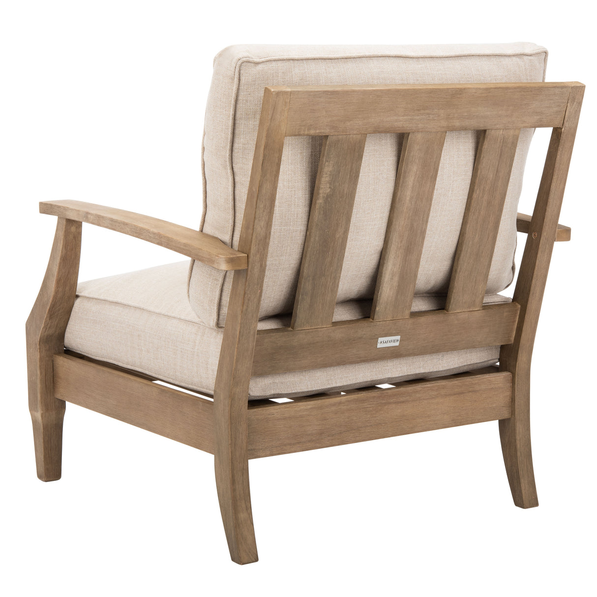 SAFAVIEH Couture Freida Wood Patio Arm Chair - 31.4" W x 35.6" L x 32.6" H - 31W x 36D x 33H