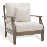 SAFAVIEH Couture Freida Wood Patio Arm Chair - 31.4" W x 35.6" L x 32.6" H - 31W x 36D x 33H