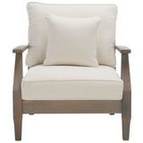 SAFAVIEH Couture Freida Wood Patio Arm Chair - 31.4" W x 35.6" L x 32.6" H - 31W x 36D x 33H