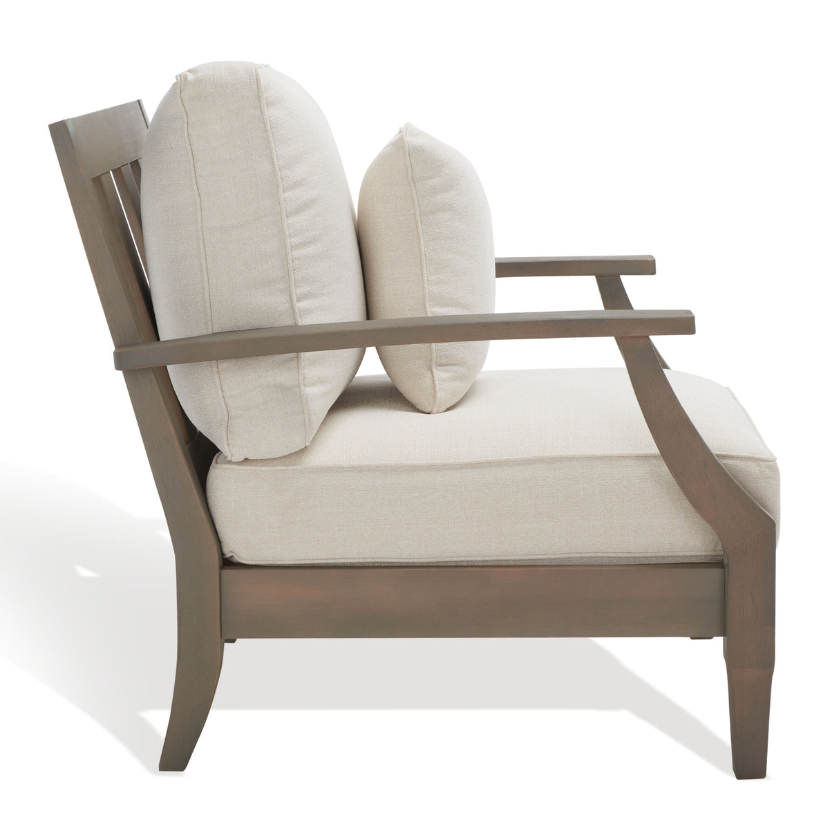 SAFAVIEH Couture Freida Wood Patio Arm Chair - 31.4" W x 35.6" L x 32.6" H - 31W x 36D x 33H