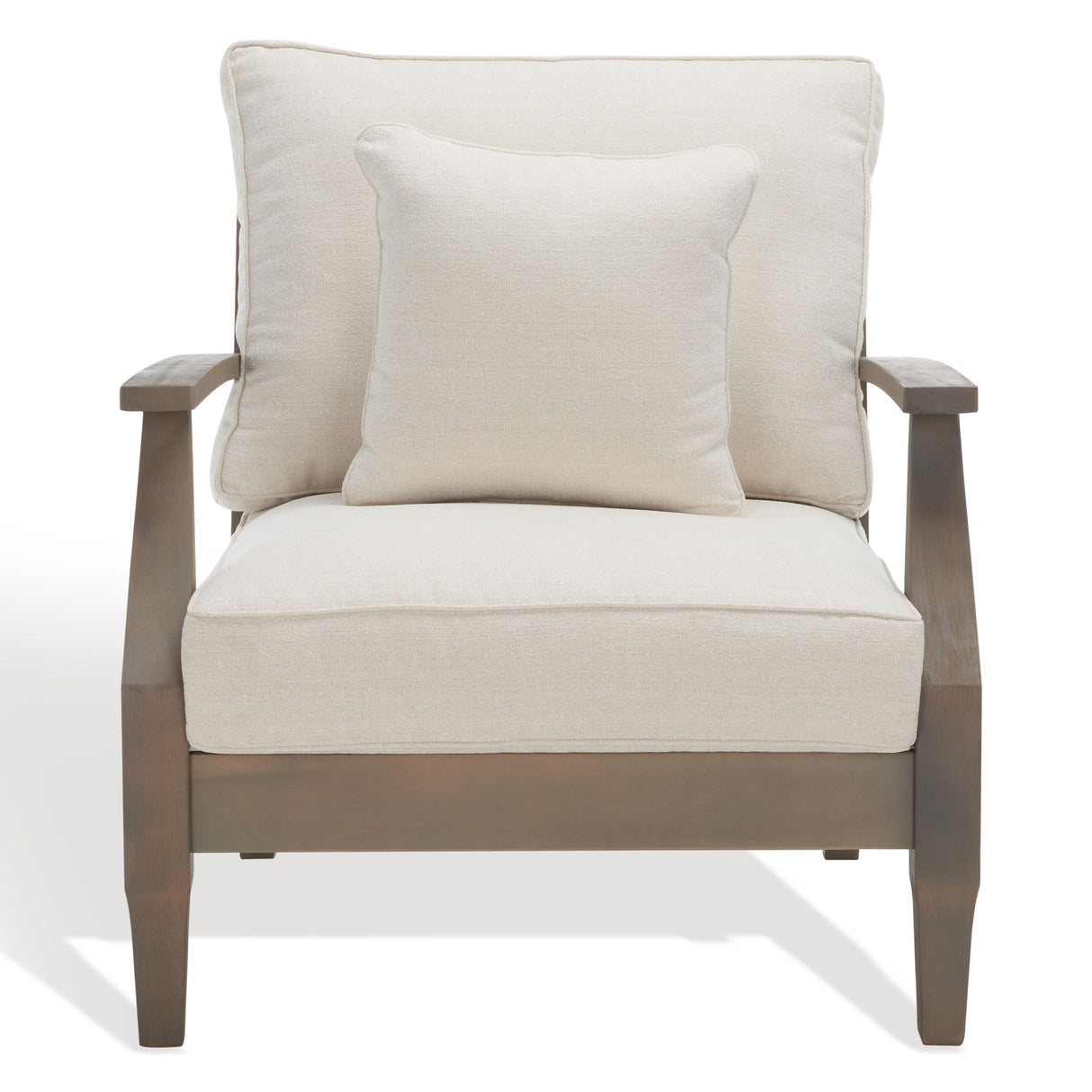 SAFAVIEH Couture Freida Wood Patio Arm Chair - 31.4" W x 35.6" L x 32.6" H - 31W x 36D x 33H