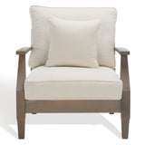 SAFAVIEH Couture Freida Wood Patio Arm Chair - 31.4" W x 35.6" L x 32.6" H - 31W x 36D x 33H