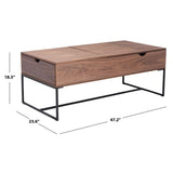 SAFAVIEH Couture Fridmey Lift Top Storage Coffee Table - 47.2" W x 23.6" L x 18.3" H - 47Wx24Dx18H