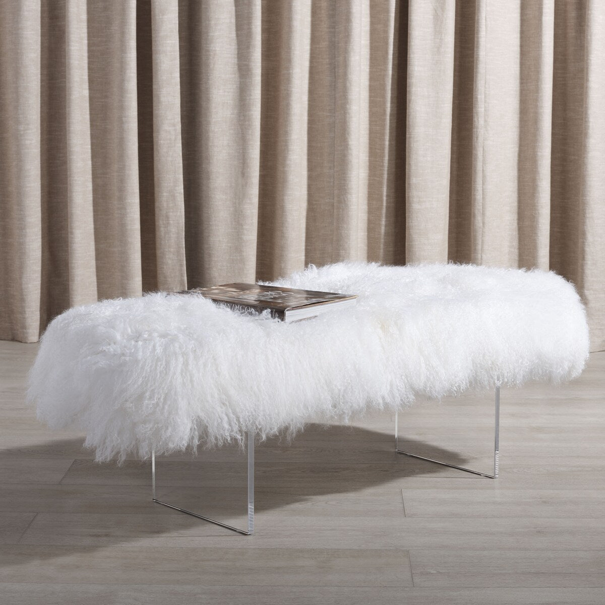 SAFAVIEH Couture Gaetane Sheepskin Ottoman