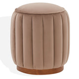 SAFAVIEH Couture Garima Round Channel Tufted Ottoman (Fully Assembled)