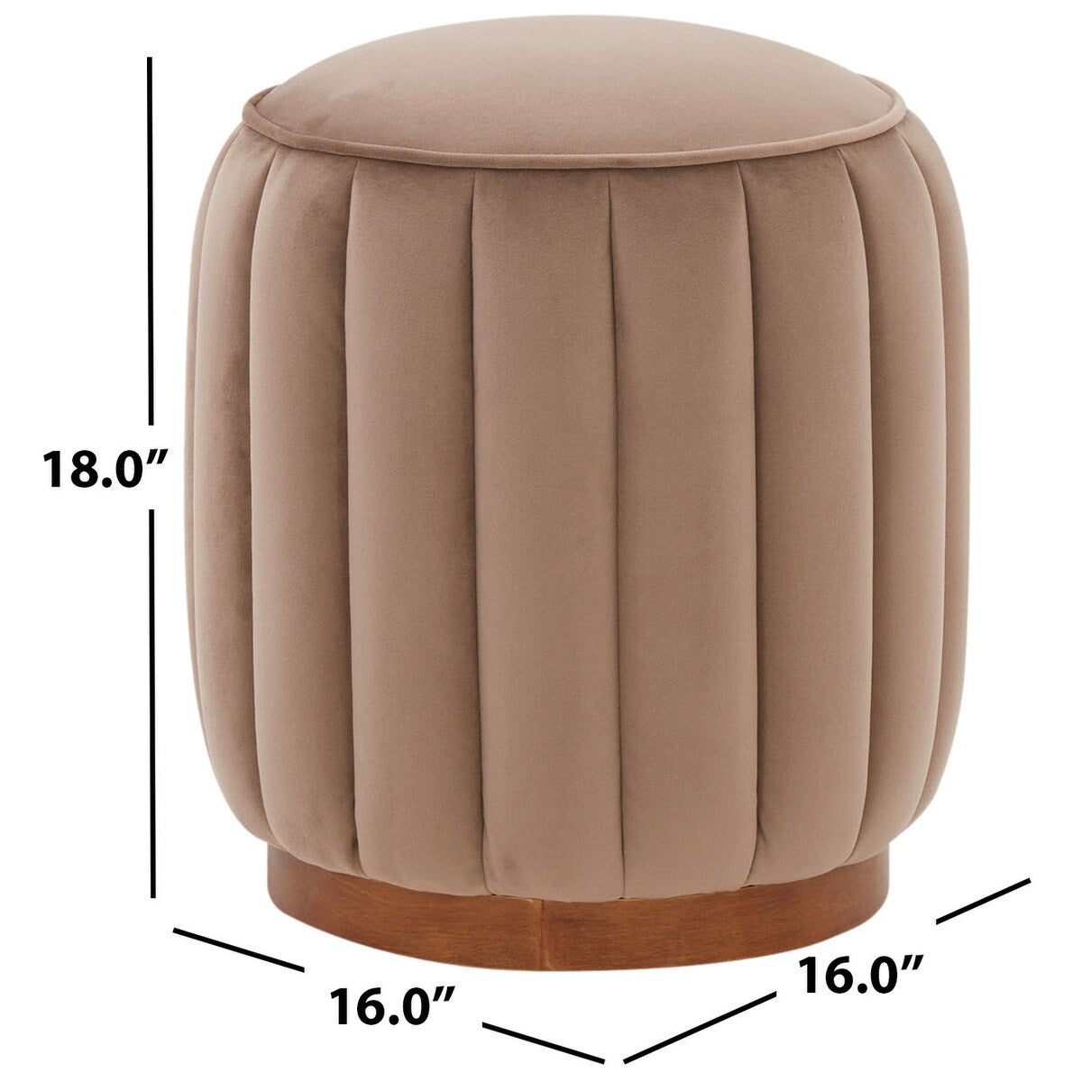 SAFAVIEH Couture Garima Round Channel Tufted Ottoman (Fully Assembled)