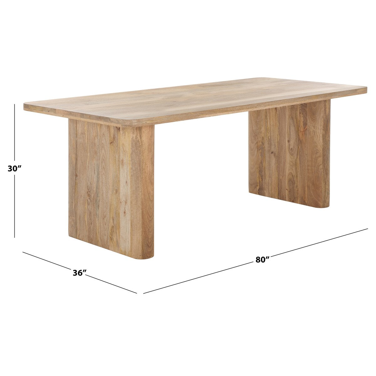 SAFAVIEH Couture Gerolda Natural Wood 80" Dining Table - 80" W x 36" D x 30" H - 80Wx36Dx30H