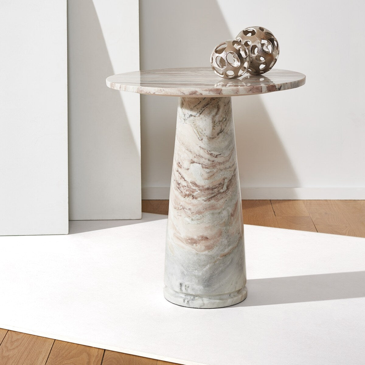 SAFAVIEH Couture Ghicu Tall Round Marble Accent Table - 22 In W x 21 In D x 24 In H - 21Wx21Dx24H