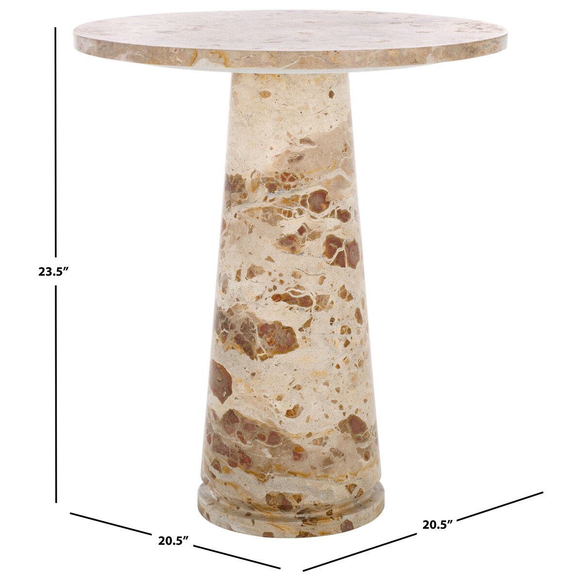 SAFAVIEH Couture Ghicu Tall Round Marble Accent Table - 22 In W x 21 In D x 24 In H - 21Wx21Dx24H