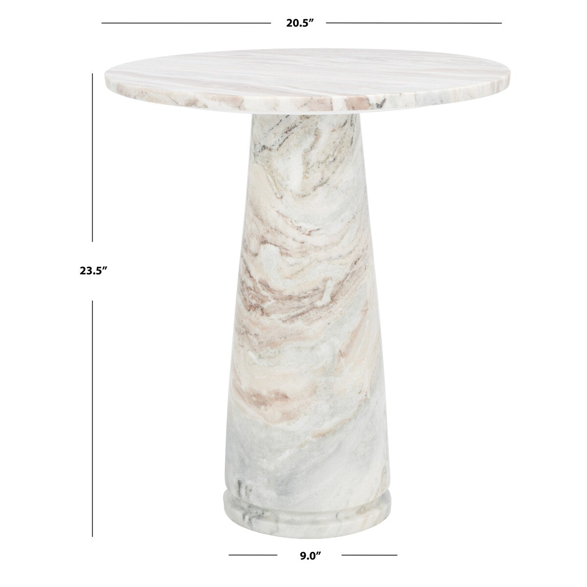 SAFAVIEH Couture Ghicu Tall Round Marble Accent Table - 22 In W x 21 In D x 24 In H - 21Wx21Dx24H