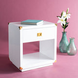 SAFAVIEH Couture Gilberte Lacquer Side Table - 24 In W x 18 In D x 26 In H - 24Wx18Dx26H