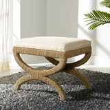 SAFAVIEH Couture Gunda Beige Woven Sea Grass Ottoman