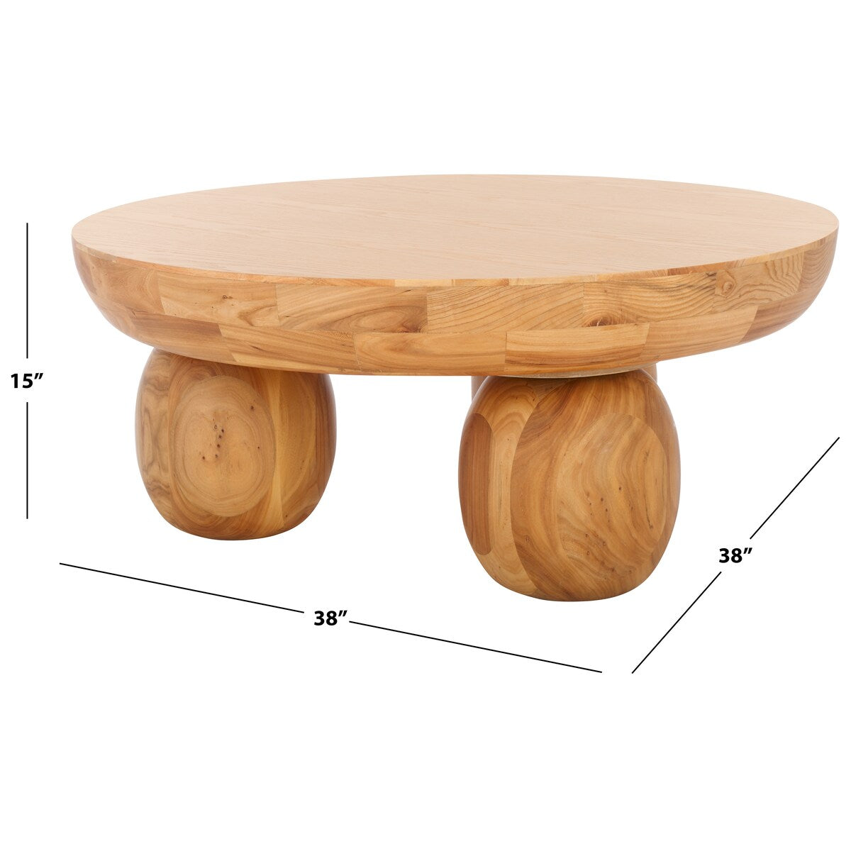 SAFAVIEH Couture Hayliette Round Wood Coffee Table - 38Wx38Dx15H