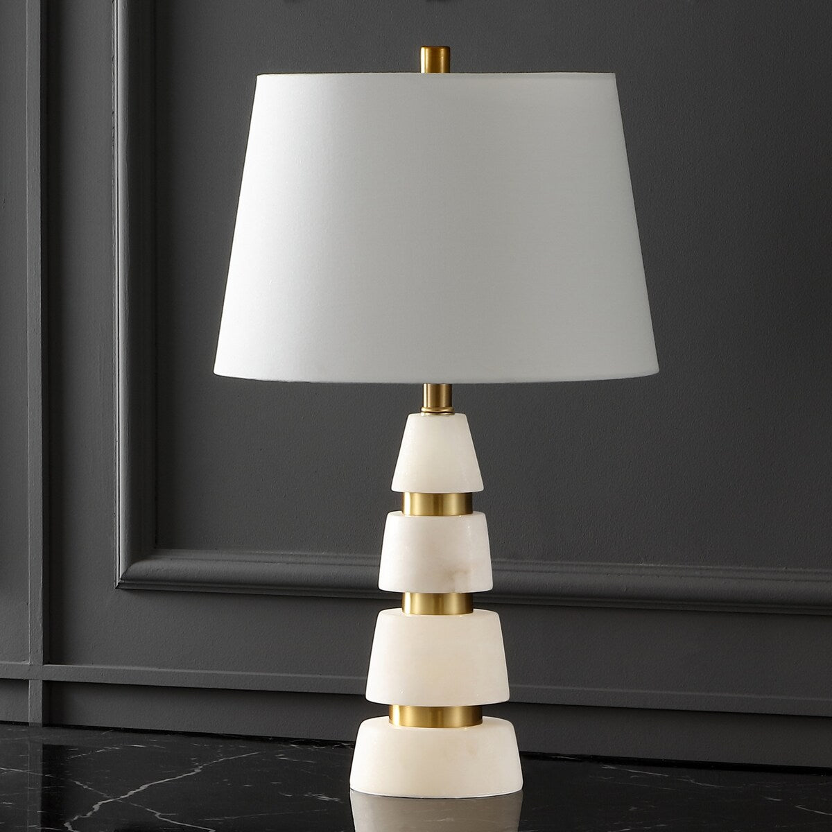 SAFAVIEH Couture Hertha Alabaster Table Lamp - 15 In W x 15 In D x 25 In H - 15Wx15Dx25H