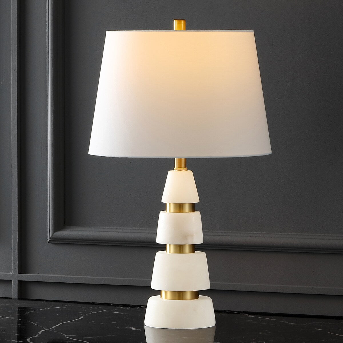 SAFAVIEH Couture Hertha Alabaster Table Lamp - 15 In W x 15 In D x 25 In H - 15Wx15Dx25H