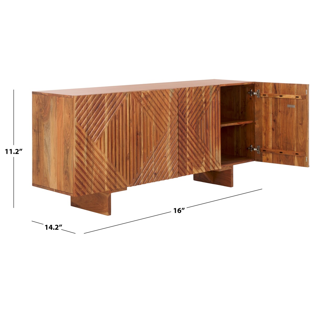 SAFAVIEH Couture Hewitt 4 Door Wood Sideboard - 68Wx18Dx30H