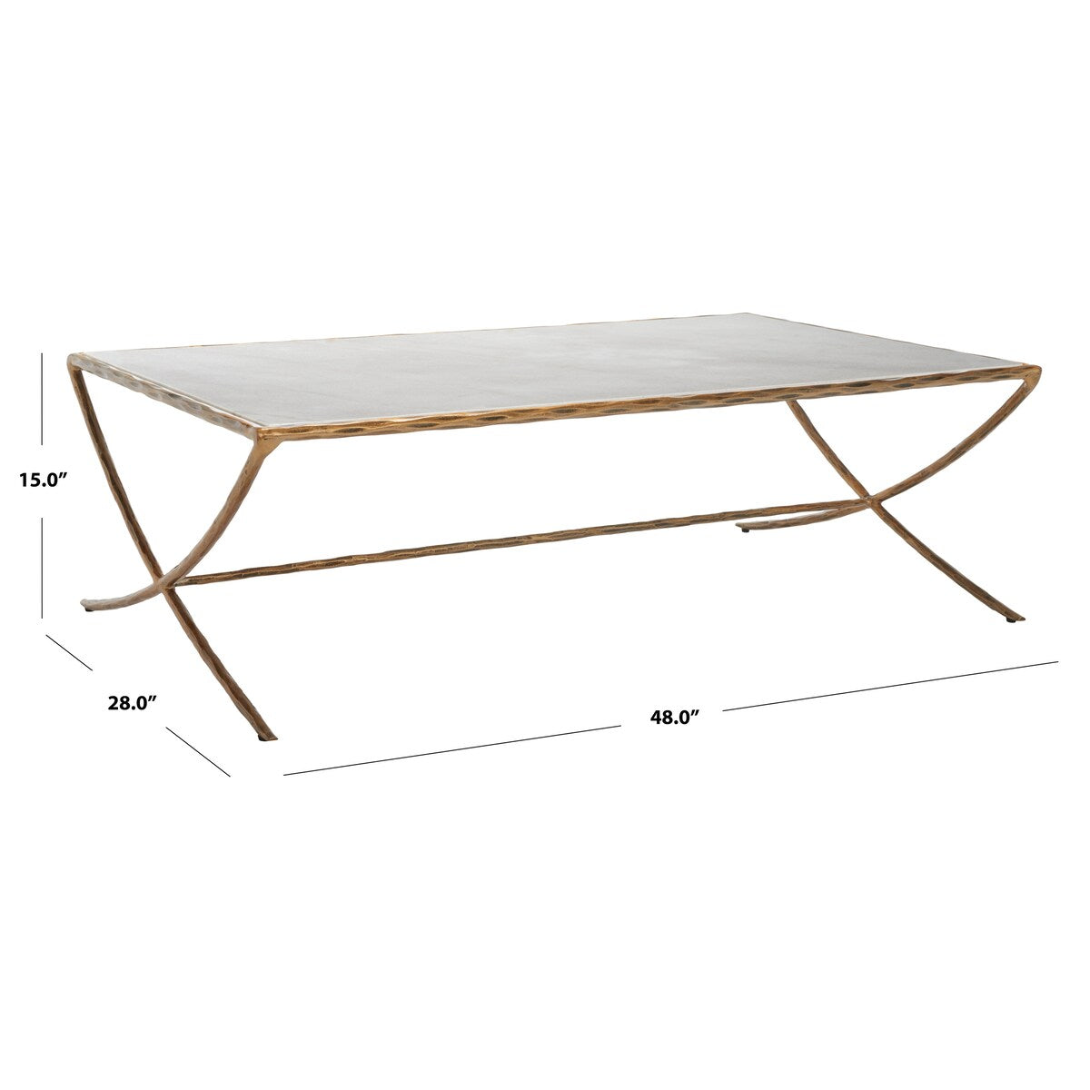 SAFAVIEH Couture Italia Rectangle Metal Coffee Table - 48 In. W x 28 In. D x 15 In. H - 48Wx28Dx15H