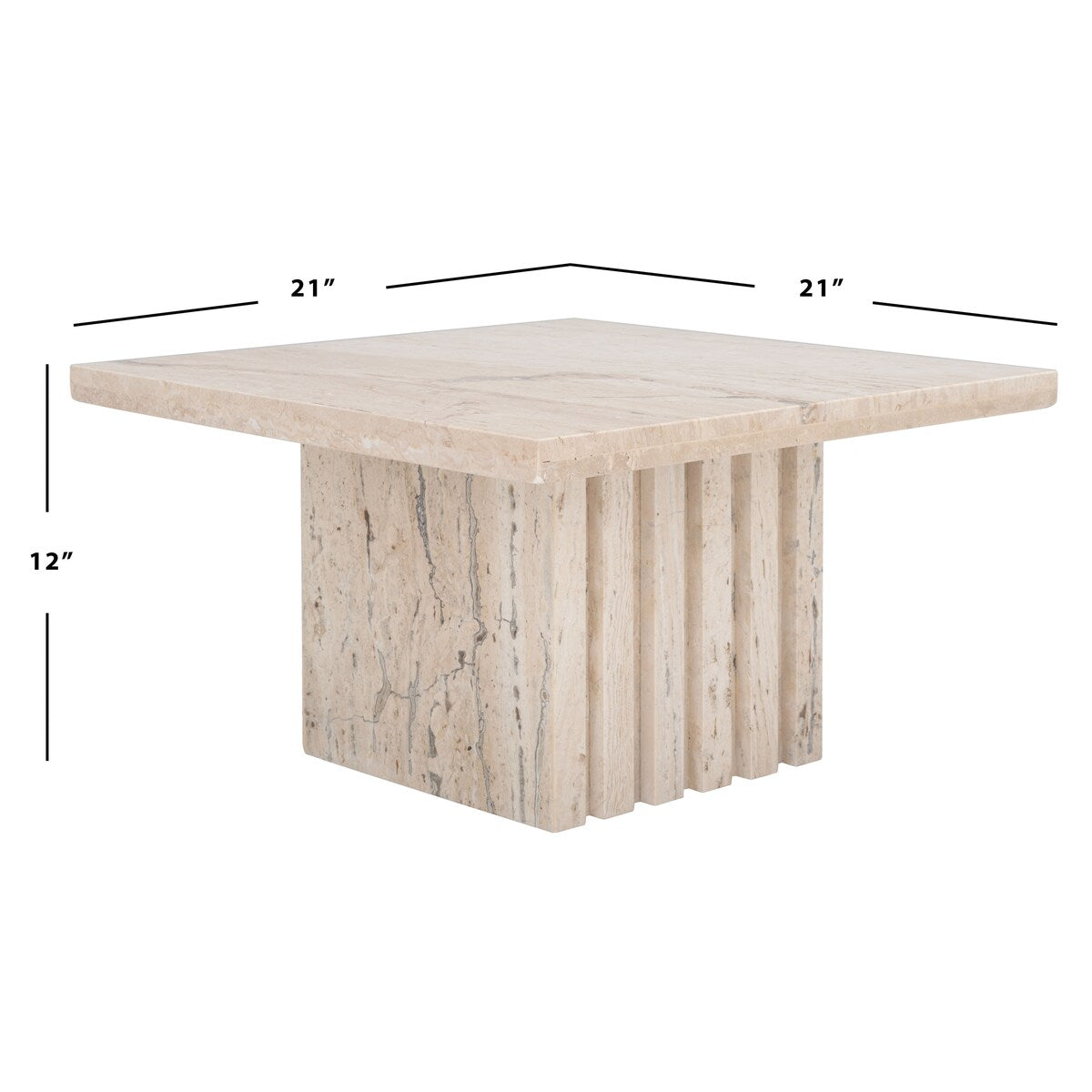 SAFAVIEH Couture Izzat Square Marble Accent Table - 21 In W x 21 In D x 12 In H - 21Wx21Dx12H